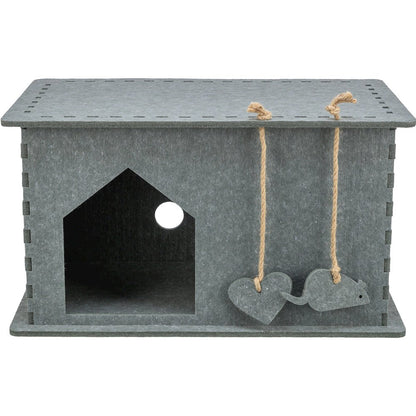 Lene Felt Indoor Cat Condo, Small Cat Hideaway - Cat Toy, Jute Scratching Pads