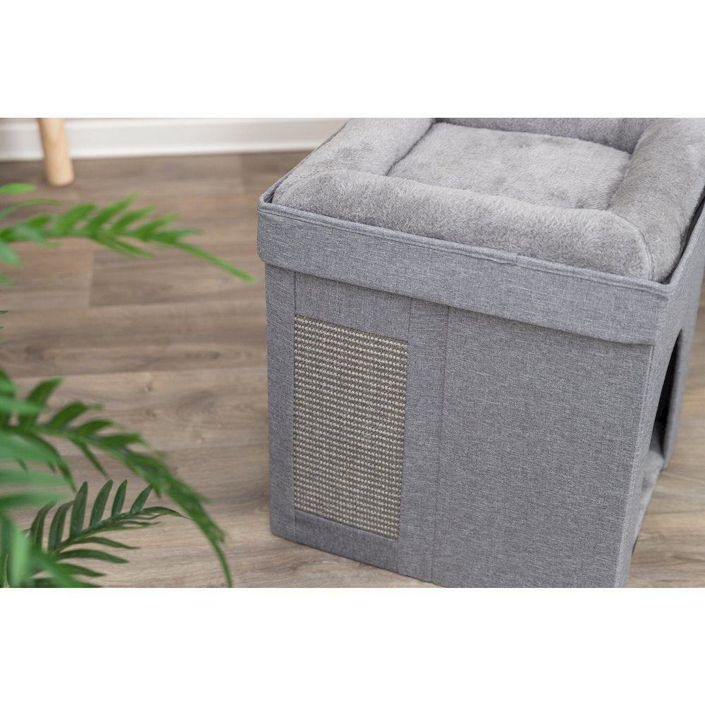 Crazy Cube Stackable 1-Story Indoor Cat Condo, Cat House with Scratching Pad