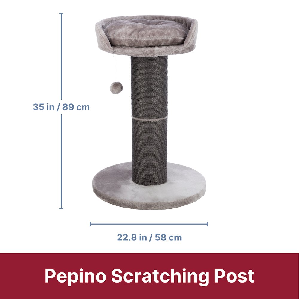 Pepino Sisal 35" Scratching Post with Plush Platform Bed and Dangling Cat Toy