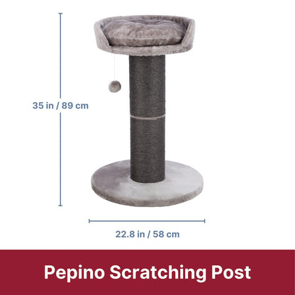 Pepino Sisal 35" Scratching Post with Plush Platform Bed and Dangling Cat Toy