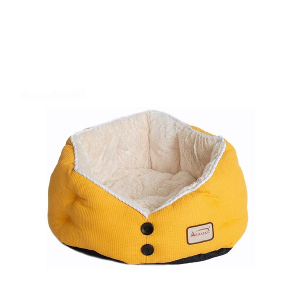 Cat Bed Gold Waffle And White