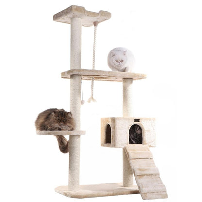 Natural Sisal Real Wood Scratching Cat Tree 58 Height Beige