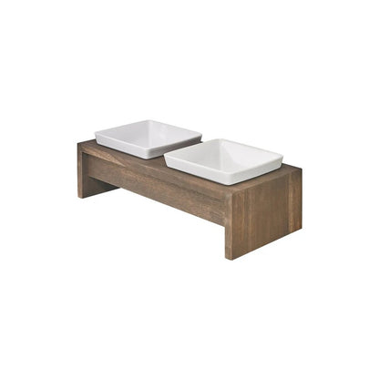 Artisan Wood Feeder - Double in Walnut Fabric Finish Size - MED