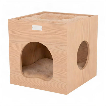 Bison Pets Small Cat Tree with Condo, Perch and Soft Perch, Natural Beige