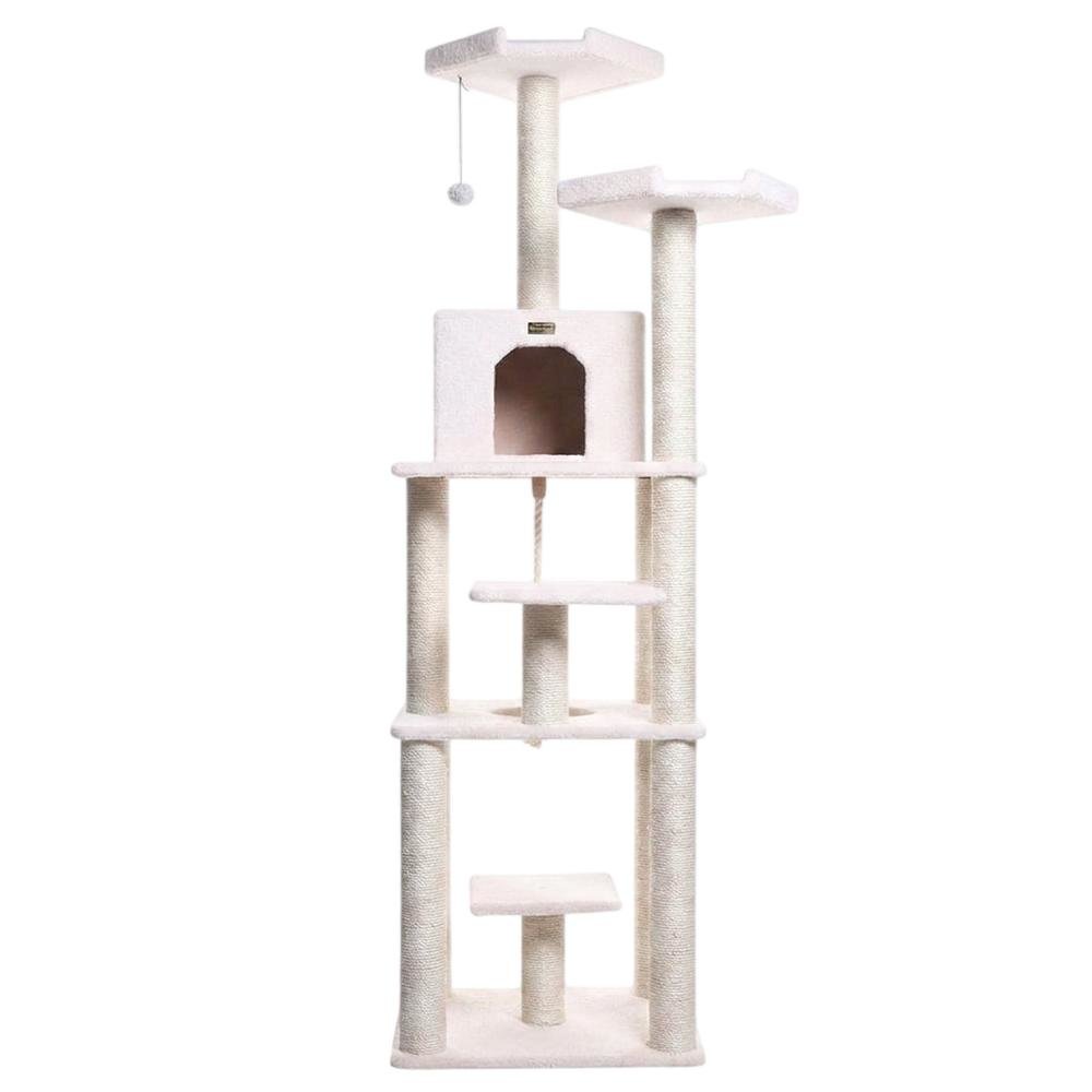 Pressed Wood Six-Level Cat Tower with Two Condos and Sisal Posts