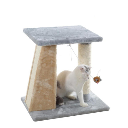 Two-Level Platform Real Wood Scratcher W Sisal Carpet Board