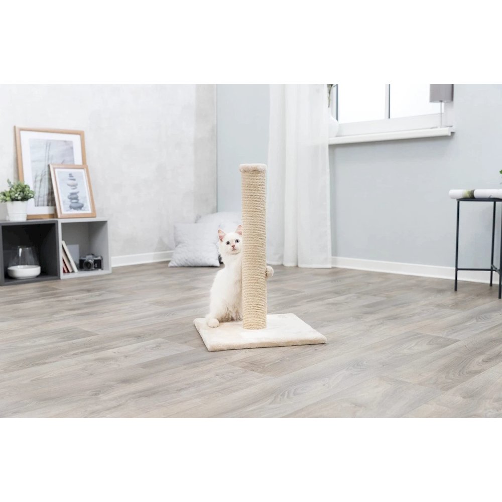 Parla Sisal 24.5" Cat Scratching Post with Plush Base, Beige