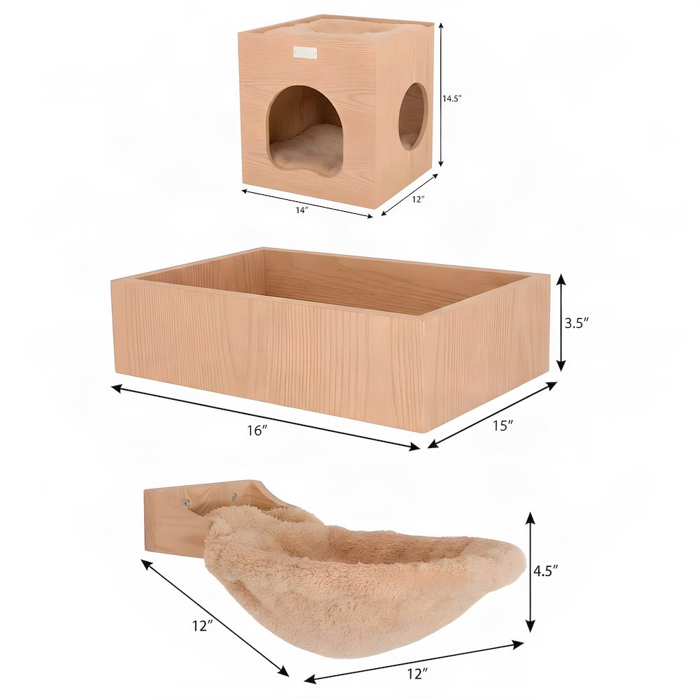 Bison Pets Small Cat Tree with Condo, Perch and Soft Perch, Natural Beige