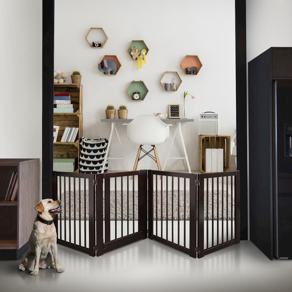 American Trails Free Standing Pet Gate with Door-Espresso