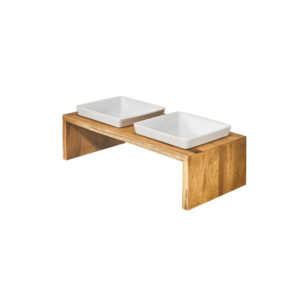 Artisan Wood Feeder - Double in Bamboo Fabric Finish Size - SML