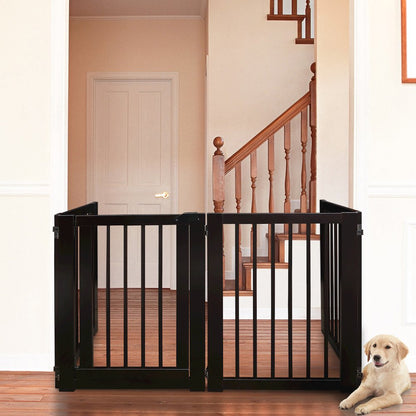 American Trails Free Standing Pet Gate with Door-Espresso