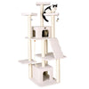 Classic Real Wood Cat Tree In Ivory, Multi Levels With Ramp